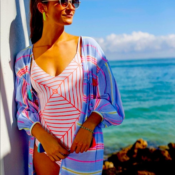 Vineyard Vines Canopy Geo One-Piece Geo Cara Cara - Picture 2 of 7